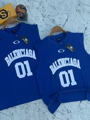Blue Balenciaga Vest – “01” Front Print