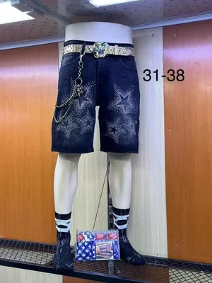Black Rhinestone Star Denim Shorts